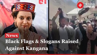 Congress Workers Protest Against BJP Candidate Kangana Ranaut in Lahaul amp Spiti  Lok Sabha Election [upl. by Ikuy290]