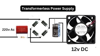 A Transformerless Power Supply That Takes 220v And Transforms It Into 12v [upl. by Ylellan]