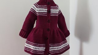 Crochet 55 How to crochet quotWinters talequot cardigancoat for girls Part 1 [upl. by Oneill]