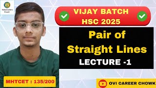 Pairs of Straight lines class 12th HSC board exam mhtcet hsc viralvideo [upl. by Akinit82]