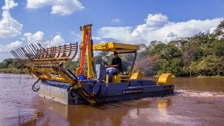 Hidrotractorcombr  Barcos de limpeza de plantas aquáticas macrófitas de rios lagos represas [upl. by Wendel]