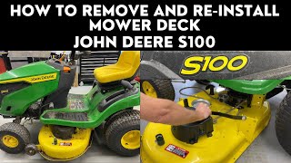 How to Remove Mower Deck John Deere S100 [upl. by Hseyaj978]