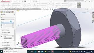 vis comment faire une vis filetage sur solidworks  screw how to make screw bolt in solidwork [upl. by Philemon]