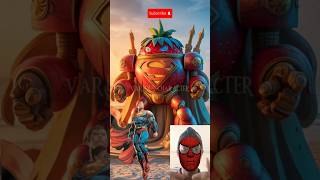 Superheroes but giant strawberry robot destroyer sand Sculpture💥shorts spiderman marvel avengers [upl. by Asta17]