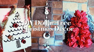 Dollar Tree Christmas Home Decor  DIY Poinsettia Tree Wall Hanging amp Christmas Tree Painting [upl. by Sarajane]