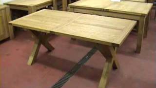 Cross X Leg Extending Oak Dining Tables [upl. by Dnomder]