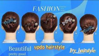 updo hairstyle is simple and glamorous highlighting natural beauty with a hint of sophistication [upl. by Nraa]