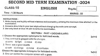 10th English Second Midterm Exam Original Question paper 2024 [upl. by Rehpotsirh697]