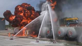 ExplosionProof Fire Fighting Robot Field Test September 2016 [upl. by Erdnoed]