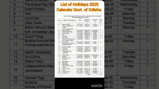 List of Holidays for the Calendar Year 2025 [upl. by Ranna]