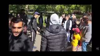 Chat Sunni Get BANGED  Big T Shia Vs Sunni Muslims Fight  Speakers Corner [upl. by Aneehc]