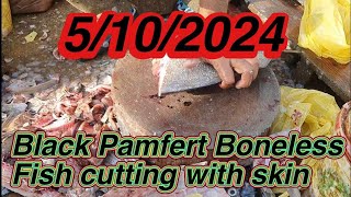 Fish Video  Black Pamfert Bonless Biscuits with skin cutting  Karachi fishery Market on 5102024 [upl. by Heddi]