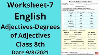 Worksheet 7 English class 8 9821  English class 8  English worksheet 7 [upl. by Bigod]