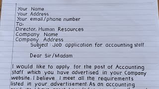 How to write job application letter Accounting staff [upl. by Darrow]