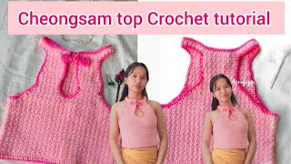 crochet cheongsam top Chinese crochet top yin crochet top tutorial for beginners  agragoge [upl. by Aihsenrad]