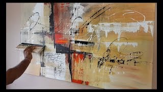 Abstract painting  Different tools and techniques  Easy  Acrylics  Demonstration [upl. by Ephrem627]