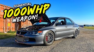 THIS 1000WHP SEQUENTIAL MITSUBISHI EVO 9 IS VIOLENTLY FAST [upl. by Yecam]