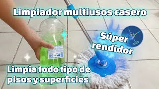 Limpiador multiusos casero  Limpia todo tipo de pisos y superficies  Súper rendidor [upl. by Sadiras]