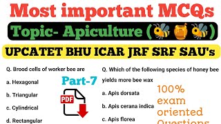 Important MCQs on Apiculture Honey bee farmingApiculture MCQ part7 [upl. by Magnolia]