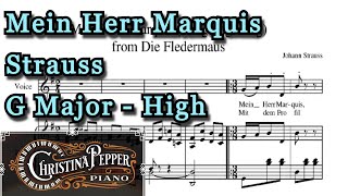 Mein Herr Marquis Piano Accompaniment Strauss Karaoke Die Fledermaus High [upl. by Adnirual992]