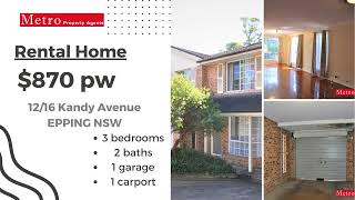 Executive Townhouse for rent Walk Epping Station  1216 Kandy Ave Epping 2121 [upl. by Bouchier]