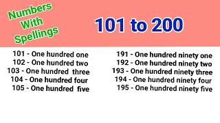 101 to 200 numbers with spelling101 to 200 numbers video [upl. by Ayikat]