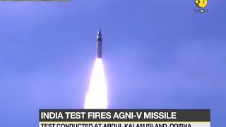 India test fires AgniV missile [upl. by Mehalick133]