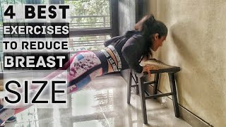 HOME WORKOUT  4 Best Exercises To Reduce BREAST SIZE [upl. by Sidras]