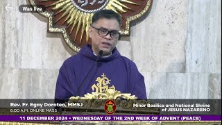 QUIAPO CHURCH LIVE TV MASS TODAY 600 AM DECEMBER 11 2024 WEDNESDAY [upl. by Lledner]