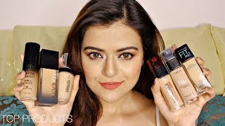 Top 6 Foundations For Indian Skin With Prices  Maybelline Loreal Huda Beauty amp More  Review [upl. by Ydahs]