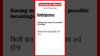 Ambiguous Meaning  Word Meaning  The English Mentor [upl. by Ahsotan768]