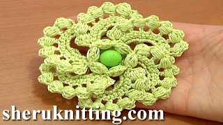 Crochet Spiral 6Petal Flower Part 1 of 2 [upl. by Annora414]