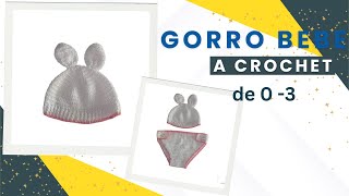 GORRO de bebe 0  3 meses a CROCHET paso a paso 👶👍👌 [upl. by Mano]