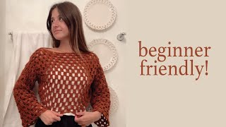 how to crochet a mesh checkered sweater [upl. by Melcher]