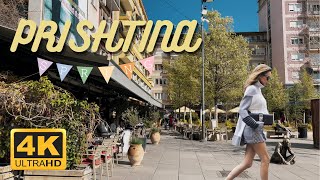 Spring Blossom in Prishtina  City center atmosphere  Walkthrough 4K [upl. by Combs]