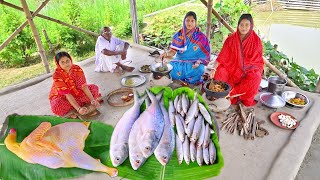 কচু দিয়ে ইলিশমাছ রান্না সাথে দেশি মুরগির পাতলা ঝোল আর পারশে মাছের টক  hilsha fish recipe [upl. by Hardman448]