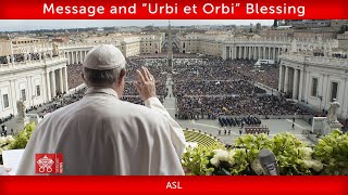 March 31 2024 Message and “Urbi et Orbi” Blessing Pope Francis  ASL [upl. by Ymmik]