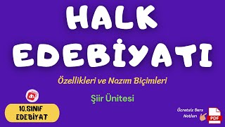 Halk Edebiyatı ve Özellikleri Halk Şiiri📌  10Sınıf Edebiyat Şiir Ünitesi  Deniz Hoca PDF📘📕 [upl. by Pickett]