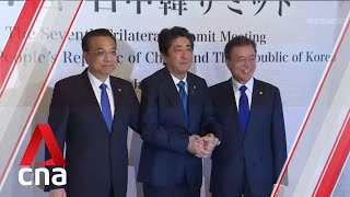 China Japan and South Korea pledge to boost trade ties [upl. by Nairehs550]