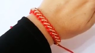 👉TUTORIAL Cómo hacer un Bracelet Tejido con Hilo chino Rojo y Dorado krásy [upl. by Adnahcal605]