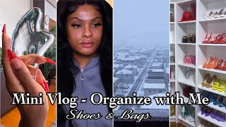 Vlog 2 • Snowed In • Organize My Shoe amp Handbag Closet with Me • Incolorwig [upl. by Matty]