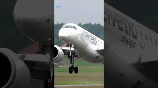 CloseUp Takeoff Helvetic Airways E190E2 Departure at Bern [upl. by Oninrutas]