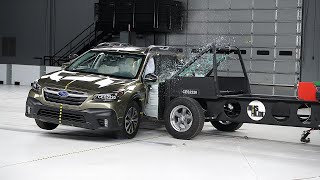 2022 Subaru Outback updated side IIHS crash test [upl. by Grekin]