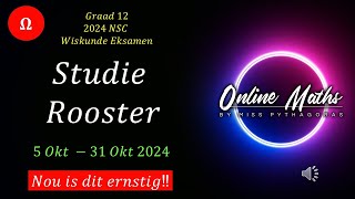 Graad 12 Wiskunde STUDIE Rooster en wenke vir NSC Nov ekamen 2024 [upl. by Aitnahs]