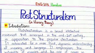 Post structuralism  A literary theory ENG205 4thsememster pu [upl. by Taddeo494]