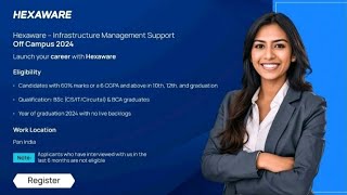 We Are Hiring HEXAWARE 2024  Bsc amp Bca Graduates of the 2024 Batch  hexaware bsc vacancy BRM [upl. by Fillander]