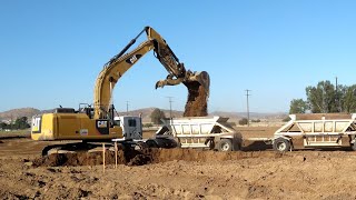 CAT 336 Excavator loading Belly Dump Trucks  full buckets [upl. by Amorita]