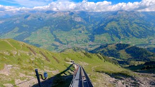 ★ 4K 🇨🇭 Niesenbahn cab ride up to 68 incline Switzerland 072022 Führerstandsmitfahrt Niesen [upl. by Scarito]