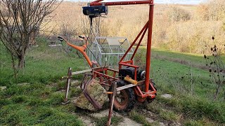 homemade brouette électrique avec treuil wheelbarrow electric diy [upl. by Aniroc351]