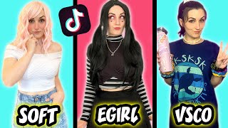 Transforming Into Tik Tok Girls VSCO Girl Soft Girl E Girl [upl. by Olli]